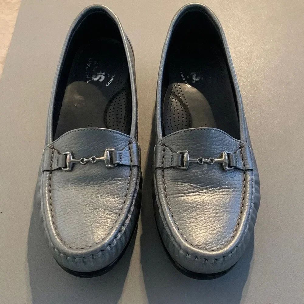 SAS Silver Leather Loafers